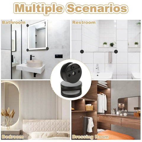 Heavy Duty Frameless Mirror Mounting Clips Set With Dual Screws For 1/8 To 3/16 Inch Glass Round Zinc Alloy Wall Brackets For Bathroom Bedroom And Home Gym Mirrors Matte Black Easy Install