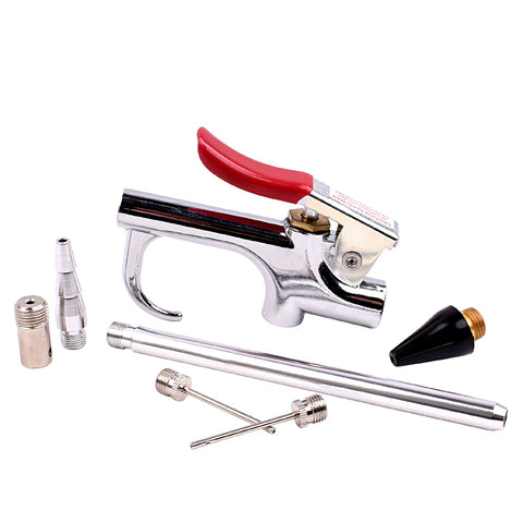Air Blow Gun Accessory Kit With 5 Interchangeable Nozzles And 7-Piece Air Compressor Tools Set For Cleaning Dust From Garages And Work Benches