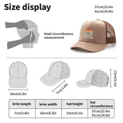 Cool Women Trucker Cap For Girls Distressed Washed Low Profile Baseball Hat With Versatile Style size and dimensions display