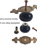 Retro Ceramic Mushroom Knob Set Of 5 With Zinc Alloy Backplates Bronze And Black Finish For Dresser Cabinet Wardrobe Vintage Pull Handles