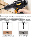Rugged Flat Head Self Tapping Wood Screws Size 4 By 3/8 Inch M3x10mm, Black Oxide Carbon Steel being installed with a drill.