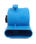 Front view of a blue Three Speed Air Mover With Three Quarter Horsepower And 3000 CFM For Quick Drying And Air Circulation In Home Or Vehicle.