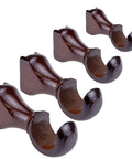 Four Pack Wood Curtain Rod Brackets With Return Ends For 1-2/5 Inch Curtain Rods Wall Mount Brown Finish Solid Wood Body