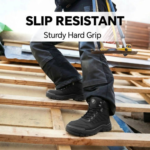 Steel Toe Work Boots For Men And Women Slip Resistant Puncture Proof Safety Shoes on construction site