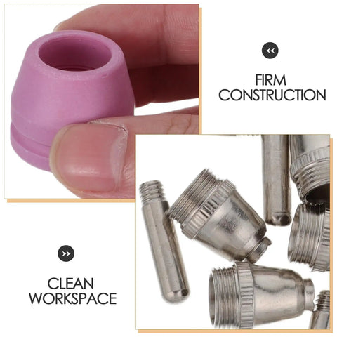 Must Have Plasma Cutter Torch Head Replacement Consumable Kit For Cut-60 with durable pink rubber and metallic tips.