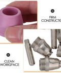 Get Your Plasma Cutting Torch Running Smooth With This Ag60 And Sg55 Nozzle Electrode Tip Consumable Kit For Easy Replacement And Less Downtime On Any Machine Today. Pink nozzle tip held in hand, metal tips for AG60 and SG55 plasma cutting.