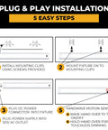 Hand Wave Motion Under Cabinet Lights Kit Dimmable Plug In LED Light Bar 12 Inch 6 Pack White Finish 3500K installation steps