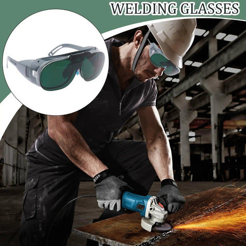Heavy Duty Welding Safety Glasses With Wrap Around Anti Glare Arc Lens And Comfortable Ergonomic Eye Protection Goggles Built Different for grinding and solder work.