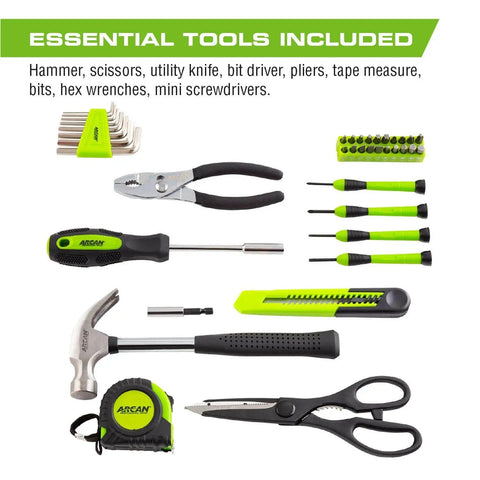 39 Piece Home Hand Tool Kit For Everyday Household Repairs At Home Office Apartment Or Dorm With Handy Storage Case And Essential Tools