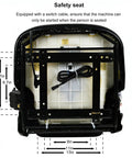 Image showing back view of Heavy Duty Forklift Seat With Switch Replacement For Lawn Mower And Tractor Seats, safety features visible.