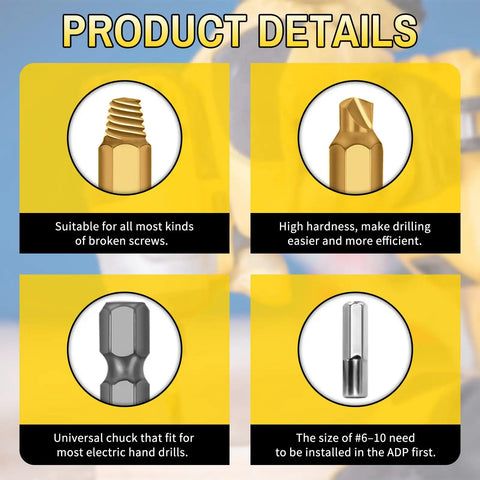 Heavy Duty Screw Extractor Set With Titanium HSS 6542 Bits For Getting Rid Of Broken Bolts, Rusted Screws, And Stripped Nuts