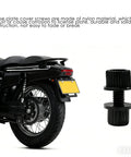 Durable Nylon License Plate Screws Bolts Nuts Kit For Motorcycle And Bike Frame shown near motorcycle wheel.