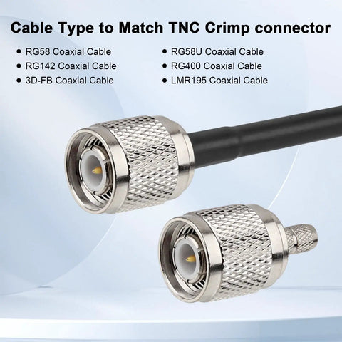 Crimp Tnc Male Coax Connector Kit 10 Pack With Heat Shrink Tubes For RG58 RG142 RG400 LMR195 KSR195 3D FB Cables RF Coaxial Adapters For Antenna Ham Radio CCTV WLAN