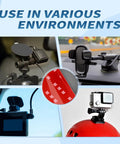 Six Pack Dash Cam Adhesive Pads Set for car heavy duty heat resistant tape in use on dashboard with dash cams and GPS.