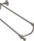 Retro Wave Collection 24 Inch Double Towel Bar In Antique Pewter Finish With Solid Brass Construction Concealed Mounting Hardware A Dope Wall Space Saver For Your Bath Or Powder Room showing side angle with wall attachment details.