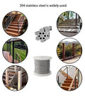 Heavy Duty One Eighth Inch Stainless Steel Cable 100 Foot Kit With Loop Sleeve And Steel Thimble Includes Wire Clamp Clips