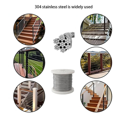 Heavy Duty One Eighth Inch Stainless Steel Cable 100 Foot Kit With Loop Sleeve And Steel Thimble Includes Wire Clamp Clips