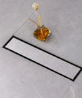 Linear Shower Drain 12 Inch Tile Insert with 2 in 1 Panels, 304 Stainless Steel Brushed Finish in grey tile floor