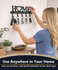 Wall Mounted Key Holder With Hooks Organizer Rack For Entryway Front Door Kitchen Hallway Garage And Mudroom Durable Black Iron Decor Stylish And Practical For Quick Key Drop And Everyday Use