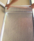 Reflective Garage Door Insulation Kit For One Car Pre Cut For 8 Panel Doors With R8 Rating One Quarter Inch Thick And New Super Heavy Duty Double Sided Foam Tape Fits 8x7 8x8 9x7 9x8 Single Doors Silver Easy Install in use