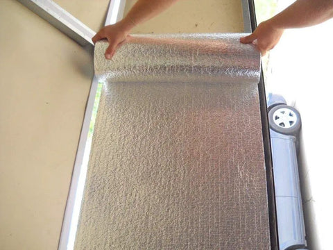 Reflective Garage Door Insulation Kit For One Car Pre Cut For 8 Panel Doors With R8 Rating One Quarter Inch Thick And New Super Heavy Duty Double Sided Foam Tape Fits 8x7 8x8 9x7 9x8 Single Doors Silver Easy Install in use