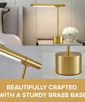 All Brass Mid Century Desk Lamp With Polished Brass Finish Modern Gold Bankers Shade 18 Inch LED Light Adjustable Table Lamp