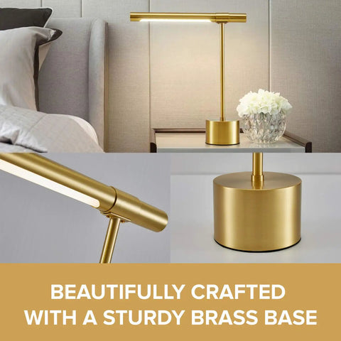 All Brass Mid Century Desk Lamp With Polished Brass Finish Modern Gold Bankers Shade 18 Inch LED Light Adjustable Table Lamp