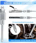 Grease gun fittings accessory kit, chrome metal components, 12in hose, 90-degree coupler, needle tips, zerk cleaner