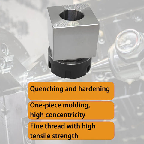 ER32 Square Collet Block And Holder For CNC Lathe And Engraving, 0.005 mm Precision Carbon Steel Workholding, showing features