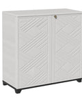 Indoor Outdoor Plastic Storage Cabinet With One Shelf 34 X 15 X 34 Inches White Weather Resistant UV Protected Ideal For Living Room