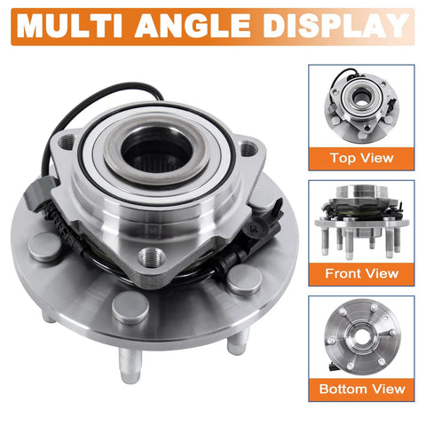 Beefed-Up Front Wheel Hub Bearing Assembly Pair For 4WD Only With ABS Fits 2007-2014 Cadillac Escalade 2007-2013 Chevy Silverado 1500 And 2007-2013 GMC Sierra 1500 6 Lug Bearing Steel ABS Sensor Included For Rugged Reliable Rides