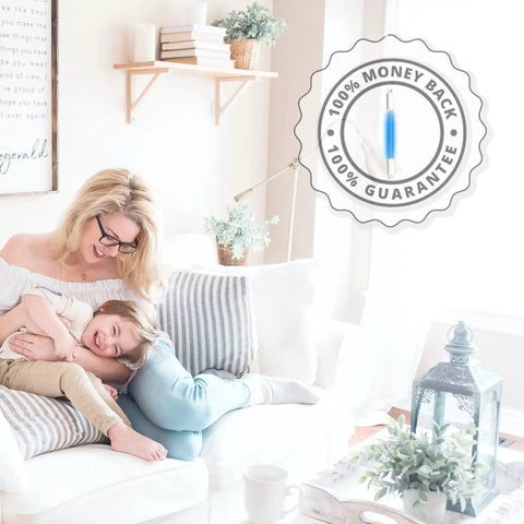 Woman and child on sofa with Two Pack 3W UV C Bulb Replacement For AP T20 AP T20WT AP T30 AP T35 AP T45 AP T45WT inset