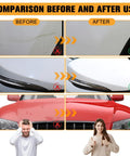 2 Pack Car Scratch Repair Kit With Paste And Wipe Sponge, Quick Car Scratch Remover For Dings And Scratches, DIY Auto Body Fix shown on vehicle before and after use