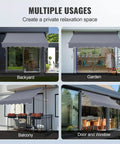Manual Retractable Patio Awning 78 Inch Wide Sun Shade Curtain for backyard garden balcony canopy with privacy curtain.