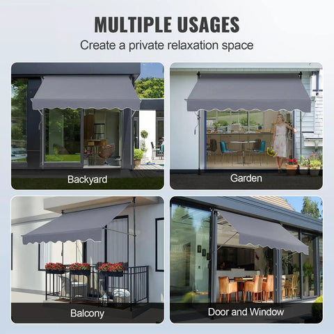 Manual Retractable Patio Awning 78 Inch Wide Sun Shade Curtain for backyard garden balcony canopy with privacy curtain.