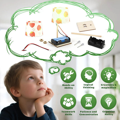 Hands On STEM Lamp Kits For Kids Ages 6 To 12, 6 Pack Bulk Science Craft Projects To Build Wooden Electric Table Lamps, Learn Circuits And Basic Electronics, Ideal For Classrooms Or Home Learning, Batteries Not Included, wooden lamp parts