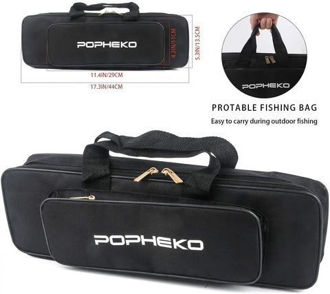All In One Fishing Gear Kit With 2 Telescopic Poles And 2 Spinning Reels, 39 Soft Lures, 10 Hooks, 17.3 Inch Travel Bag