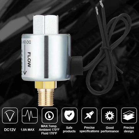 12V Solenoid Valve For LPG Propane 1/4 NPT Inlet Outlet 180 Degree Lock Off Liquid Vapor Gas Stainless Steel