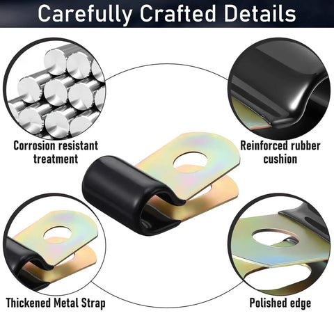 Heavy Duty Stainless Steel Cable Clamps Kit Quarter Inch Rubber Coated Clips With Self Tapping Screws Pro Grade Conduit Wire Holders product details