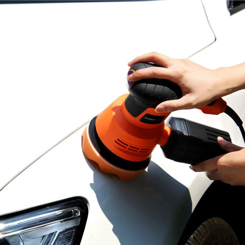 5 Inch Variable Speed Orbital Sander Kit With 6 Speed Settings From 5000 To 12000 OPM used on car surface