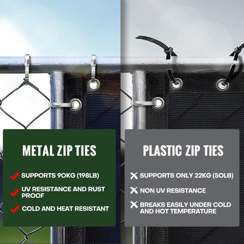 Ultra Tough Stainless Steel Zip Ties 200Pcs 11.8Inch 304 Heat Resistant Tie Wraps For Outdoor Use on chain link fence