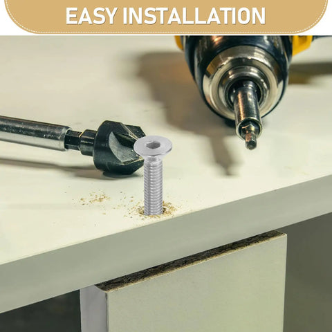 Flat Head Socket Screws Heavy Duty Stainless Steel 5/16-18 Full Thread for Furniture easy installation demonstration.