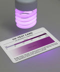 4 In 1 UV Test Card For UV Lamps And Systems, Fast 7 To 10 Second Verification, Works Across UV A B C D Spectrum, Clear Visual Feedback, Reusable Up To 5000 Tests, Durable Tool For Quick UV Performance Checks, 16x75mm card under UV lamp