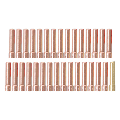 Copper collets from the Pro Grade 123 Piece TIG Welding Torch Kit With Gas Lens, Ceramic Nozzles, Glass Cups And Copper Collets For WP17 WP18 WP26