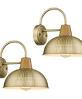 Two Pack Outdoor Wall Sconces Barn Style Light Fixtures With Hammered Metal Shade In Antique Brass Finish For Indoor Or Outdoor Use