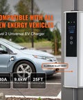 Level 2 Portable EV Charger With 40 Amp Adjustable Current, 240V, 25 Foot Cable, NEMA 14-50P Plug, aluminum body shown