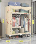 Heavy Duty Portable Hanging Closet Wardrobe With Thickened Steel Pipes And No Fuss Assembly For Roomy Apparel Organization In Tight Spaces Built To Last Rack, showcasing organized clothing and footwear.