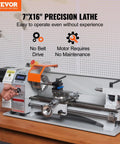Real Deal 7 X 16 Inch Benchtop Metal Lathe With 800W Brushless Direct Drive Motor And Seamless Variable Speed Up To 2500 RPM, shown operating.