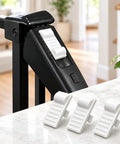 Safety Gate Replacement Clip For Effortless Quick Install With Snug Lock Fit to banish loose wobbles, white nylon clips on table.