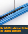 Direct view of flat tip set screw installation on aluminum extrusion, part of Straight Connector Corner Bracket Set For Aluminum Extrusion Fits T Slot And V Slot Profiles Ideal For CNC Machines 3D Printers And Custom Enclosures Includes 8 Connectors 32 M5x6L Screws And M3 Hex Key